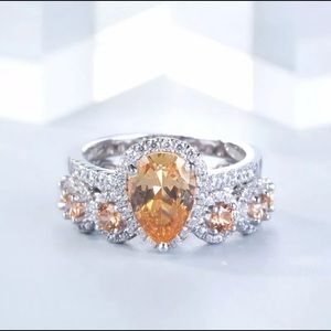 BRAND NEW 1Ct MORGANITE 2pc PEAR CUT .925 SET